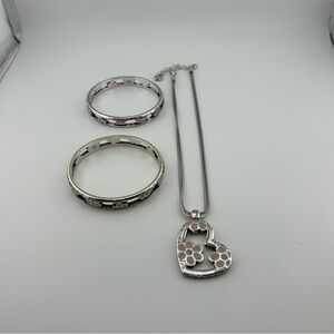 Brighton FLOWER POWER Necklace and 2 Bangle Bracelet Set